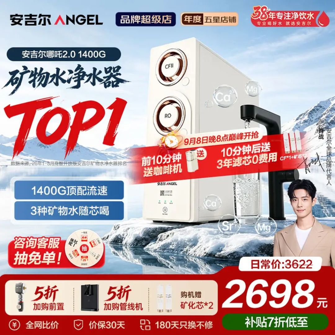 Angel 1400G RO Purifier Review 2026: High-Flow Under-Sink Unit With Heater at ¥2,475 — 99% Positive on JD